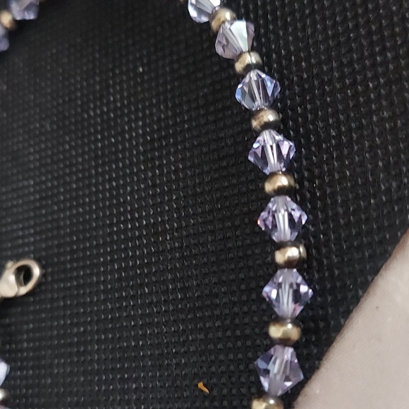 Amethyst Crystal silver beaded 9" Sterling Silver Anklet - Picture 4 of 4